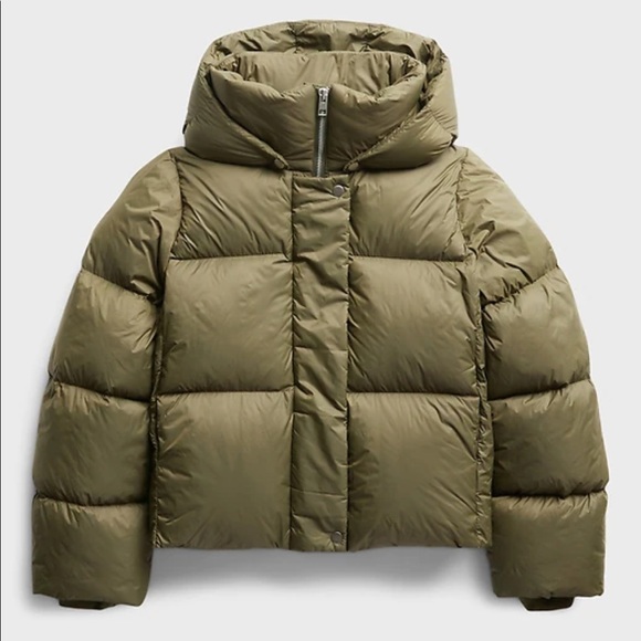 short hooded puffer jacket banana republic